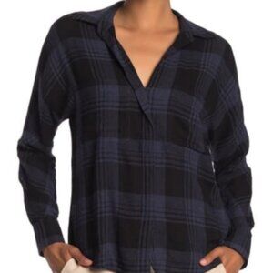 VINCE. Heathered Plaid Blouse